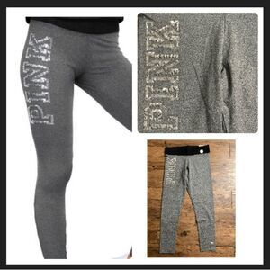 NEW PINK VS YOGA BLING LEGGINGS LARGE NWT